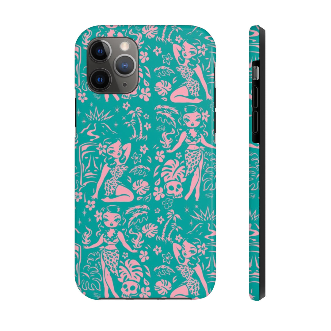 Tiki Temptress - Aqua and Pink • Phone Case