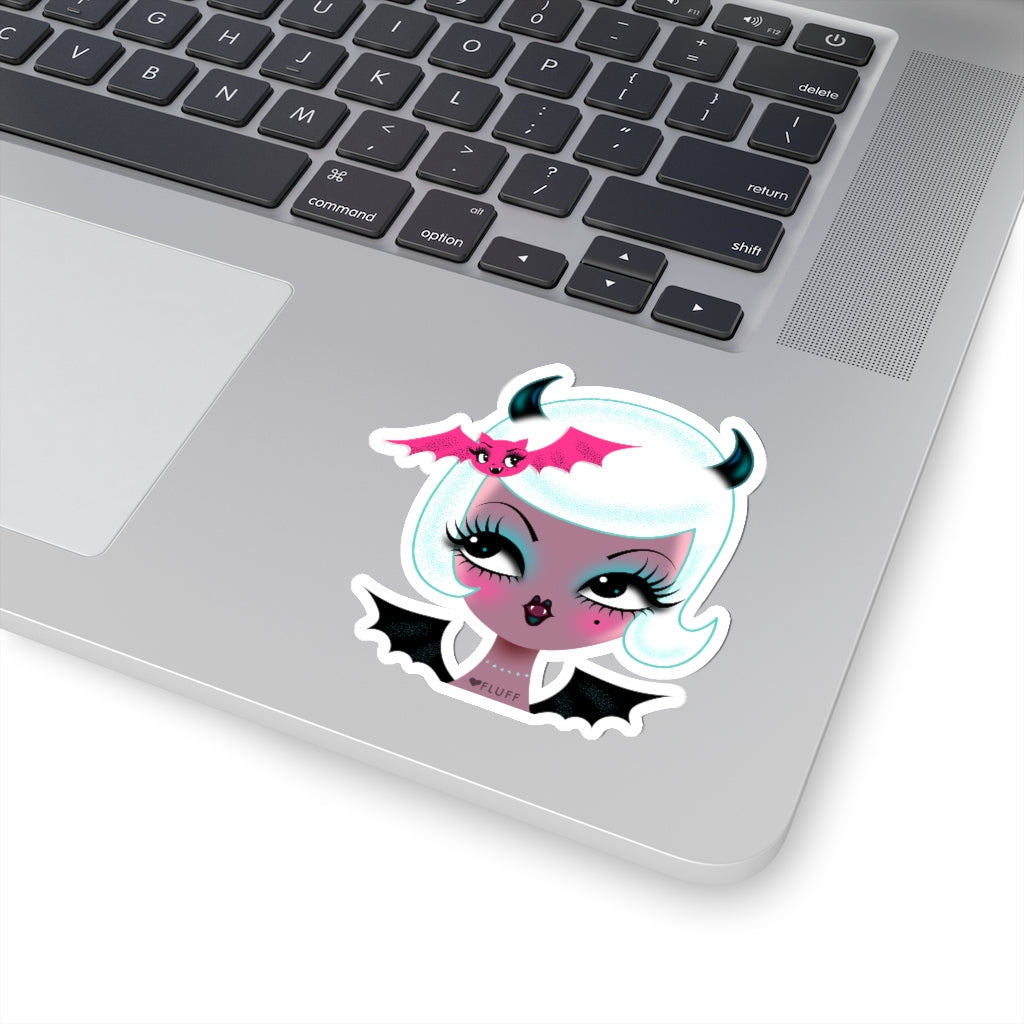 Vampire Dolly with Cute Bat • Kiss-Cut Sticker