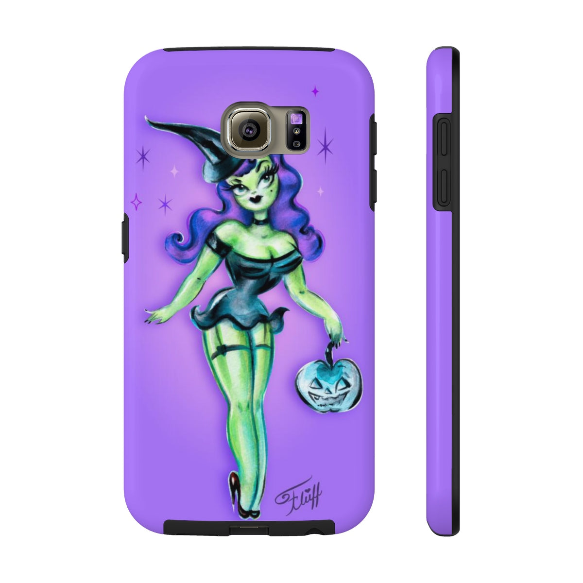 Pinup Witch with Jack-o'-lantern • Phone Case