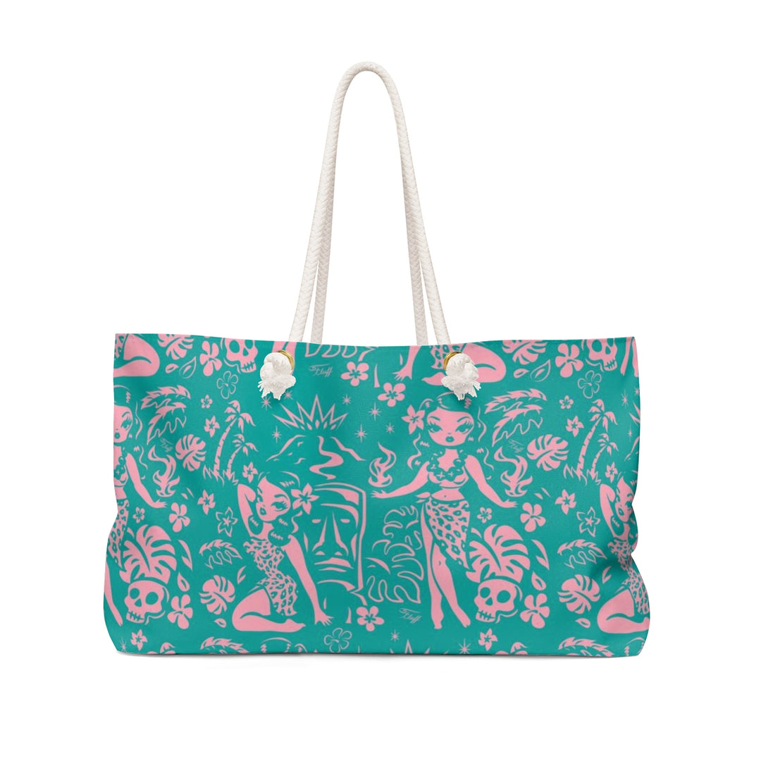 Tiki Temptress - Aqua and Pink • Weekender Bag