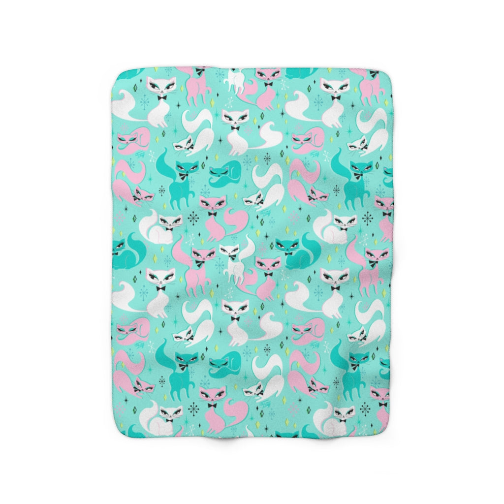 Swanky Kittens on Mint • Sherpa Fleece Blanket