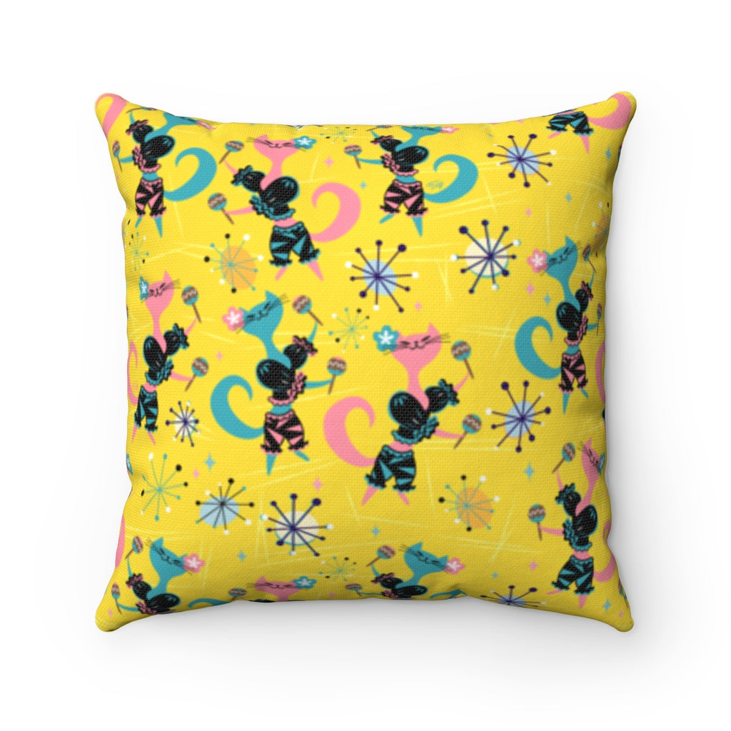 Mambo Kitties Yellow • Square Pillow