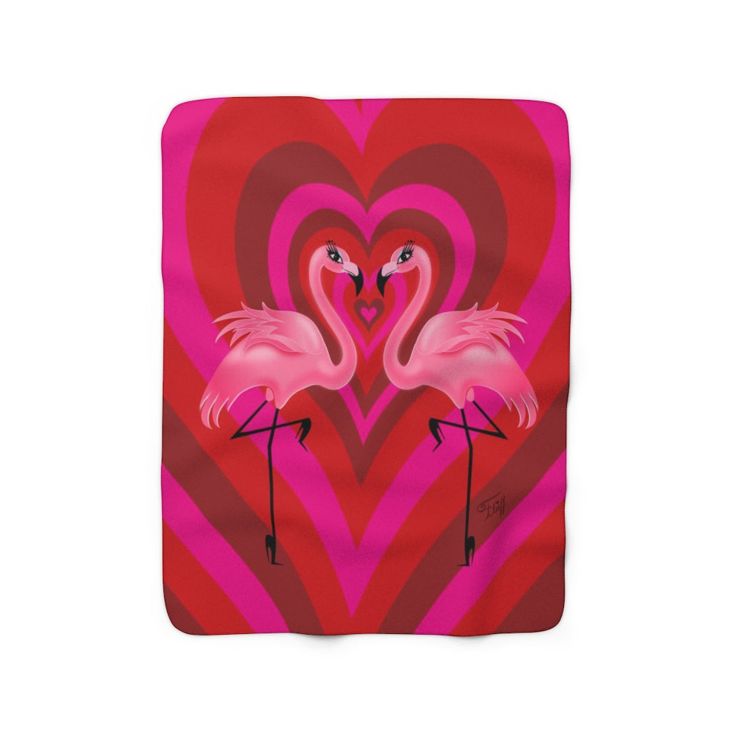 Flamingo Love • Sherpa Fleece Blanket