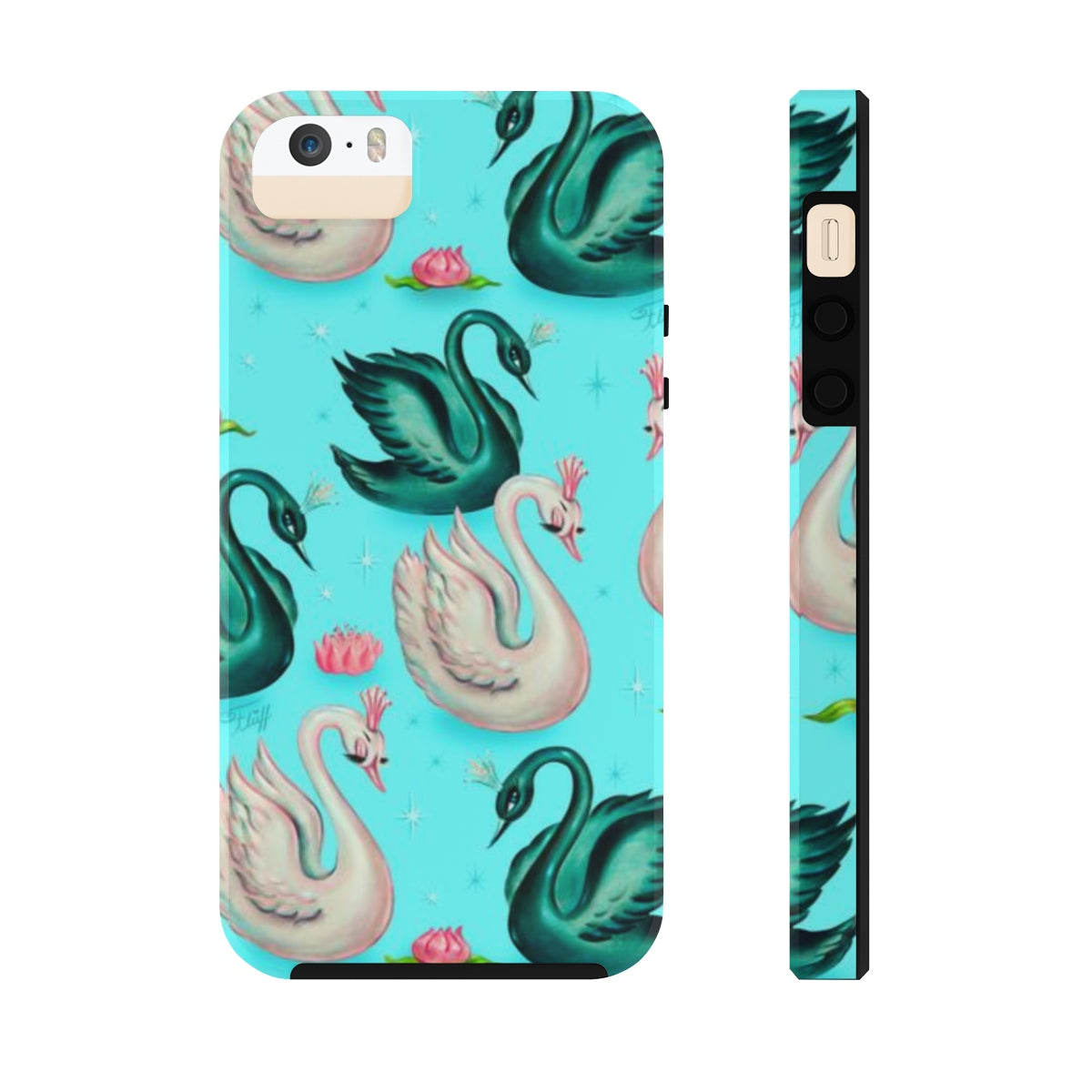 Swans with Tiaras on Aqua • Tough Phone Cases