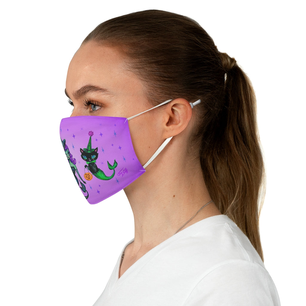 Mermaid Witch with Merkitten Purple • Adjustable Face Mask
