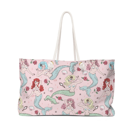 Mermaids and Roses on Pink • Weekender Bag