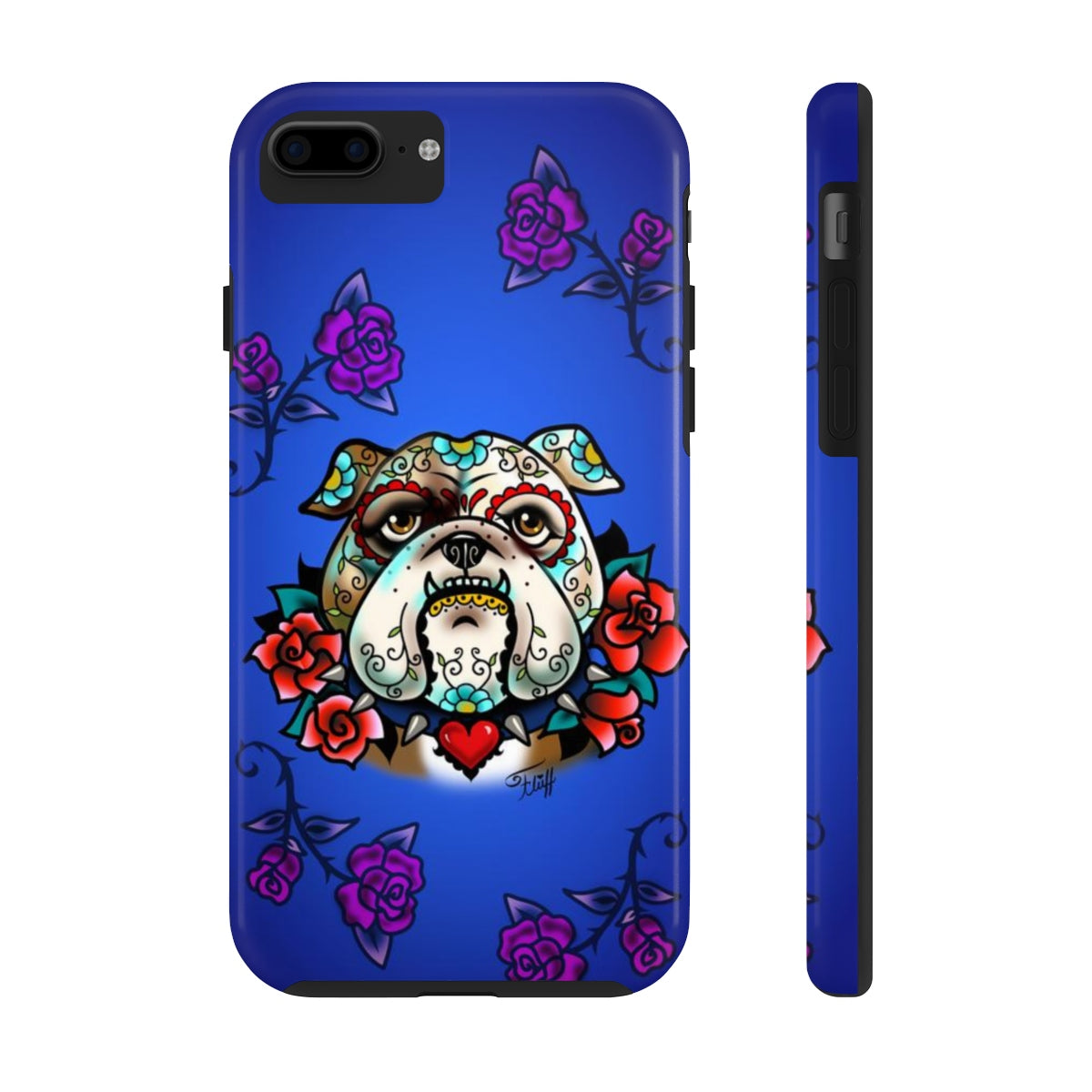 Sugar Skull Bulldog With Roses • Phone Case