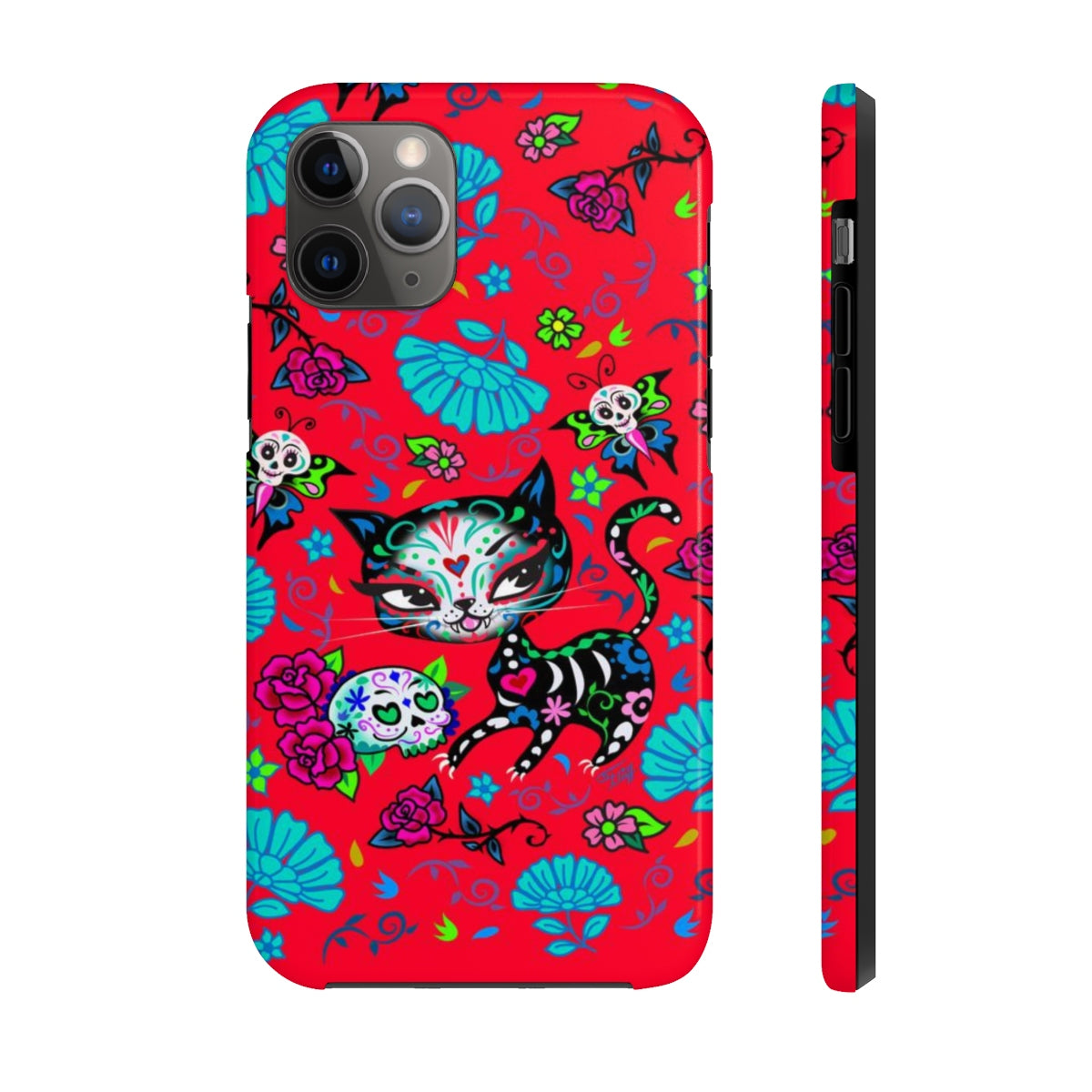 Sugar Skull Kitty on Red • Phone Case