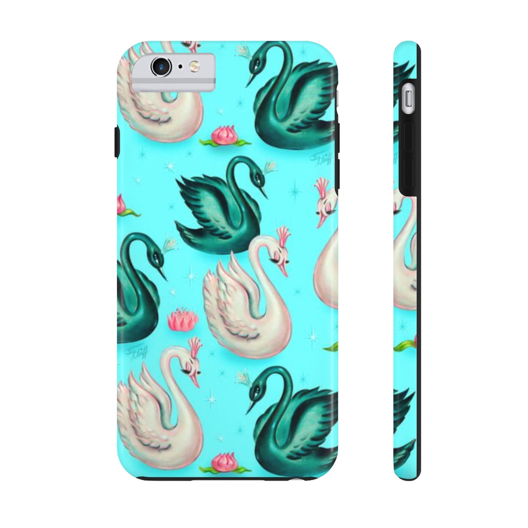 Swans with Tiaras on Aqua • Tough Phone Cases