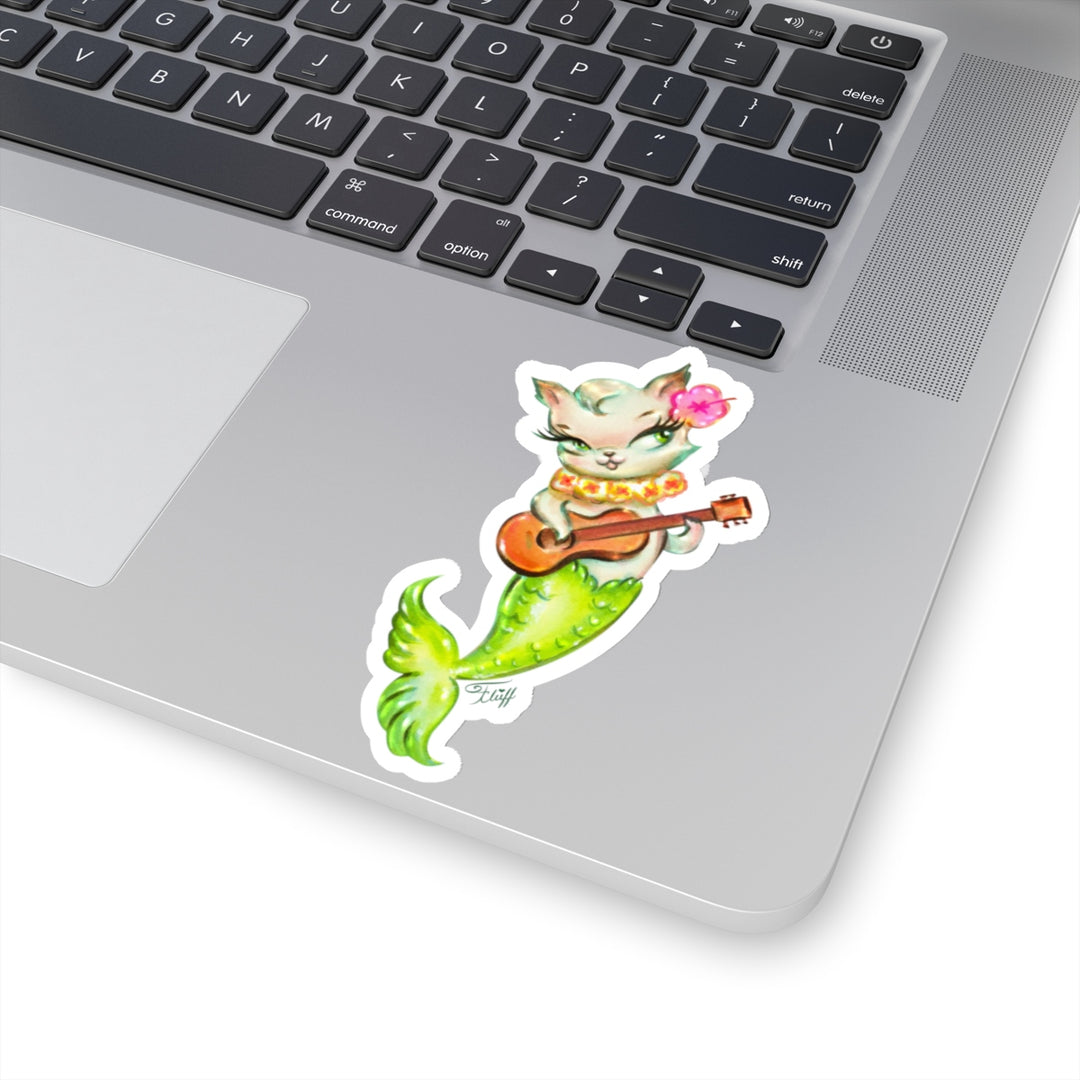 Mermaid Cat with Ukulele • Kiss-Cut Sticker