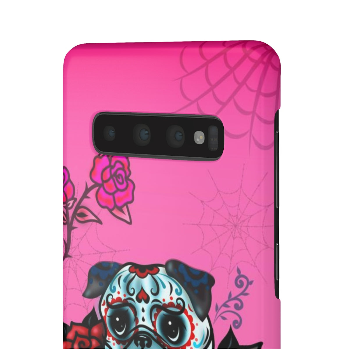 Sugar Skull Pug With Roses on Hot Pink • Samsung Galaxy Phone Case