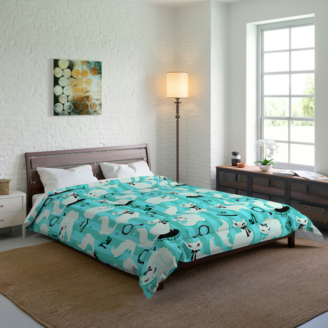 Boudoir Kitties Mint • Comforter