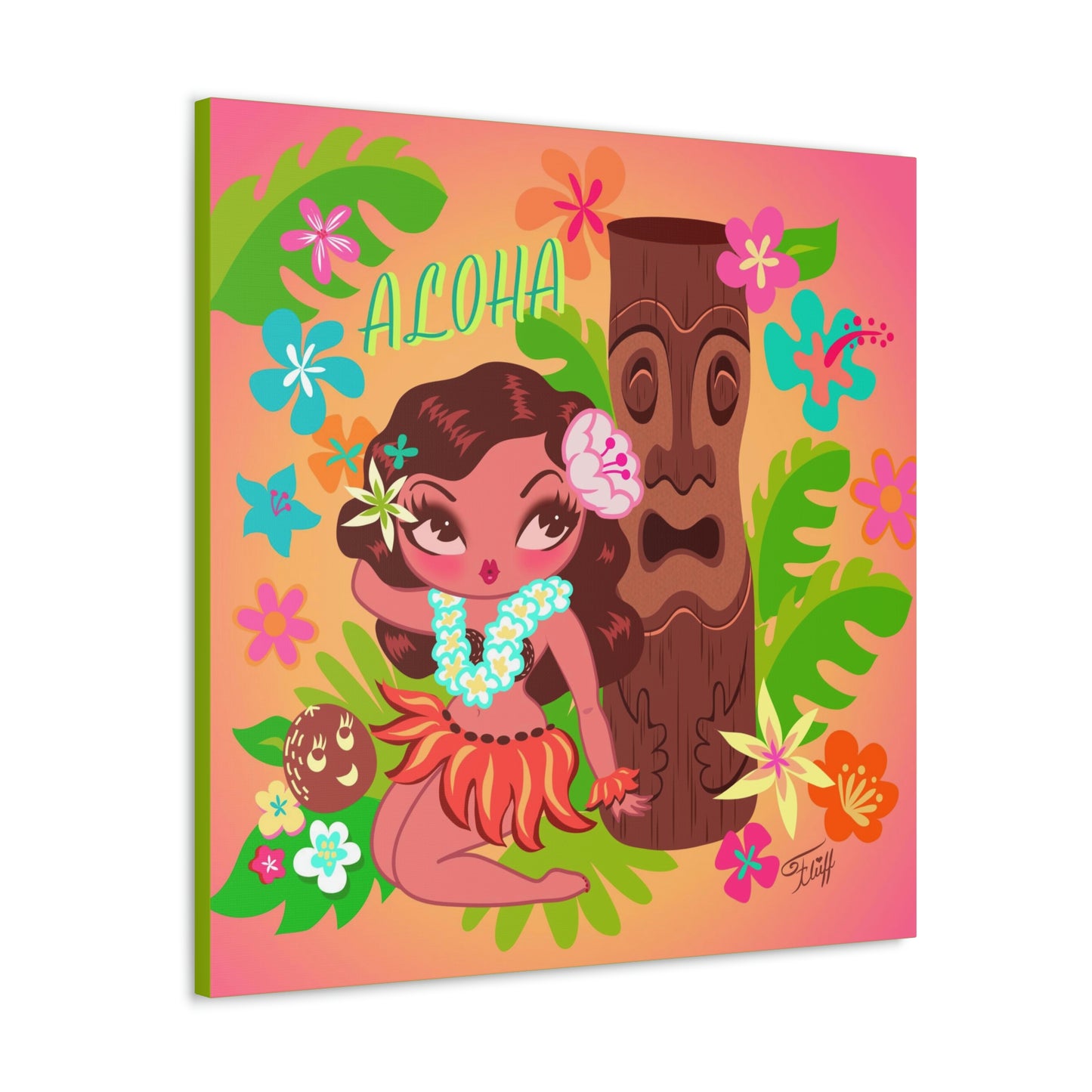 Hula Cutie with Tiki • Canvas Gallery Wrap
