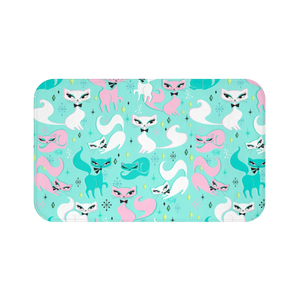 Swanky Kittens on Mint • Bath Mat