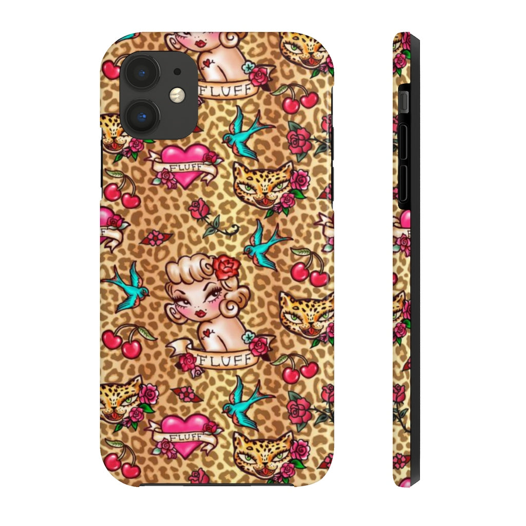 Lady Leopard Tattoo Flash • Phone Case