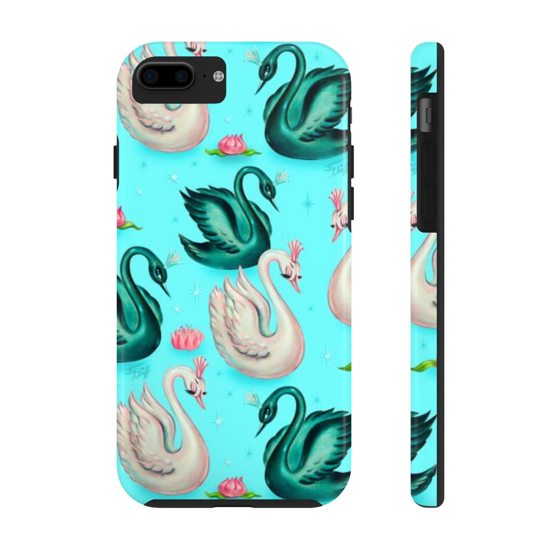 Swans with Tiaras on Aqua • Tough Phone Cases