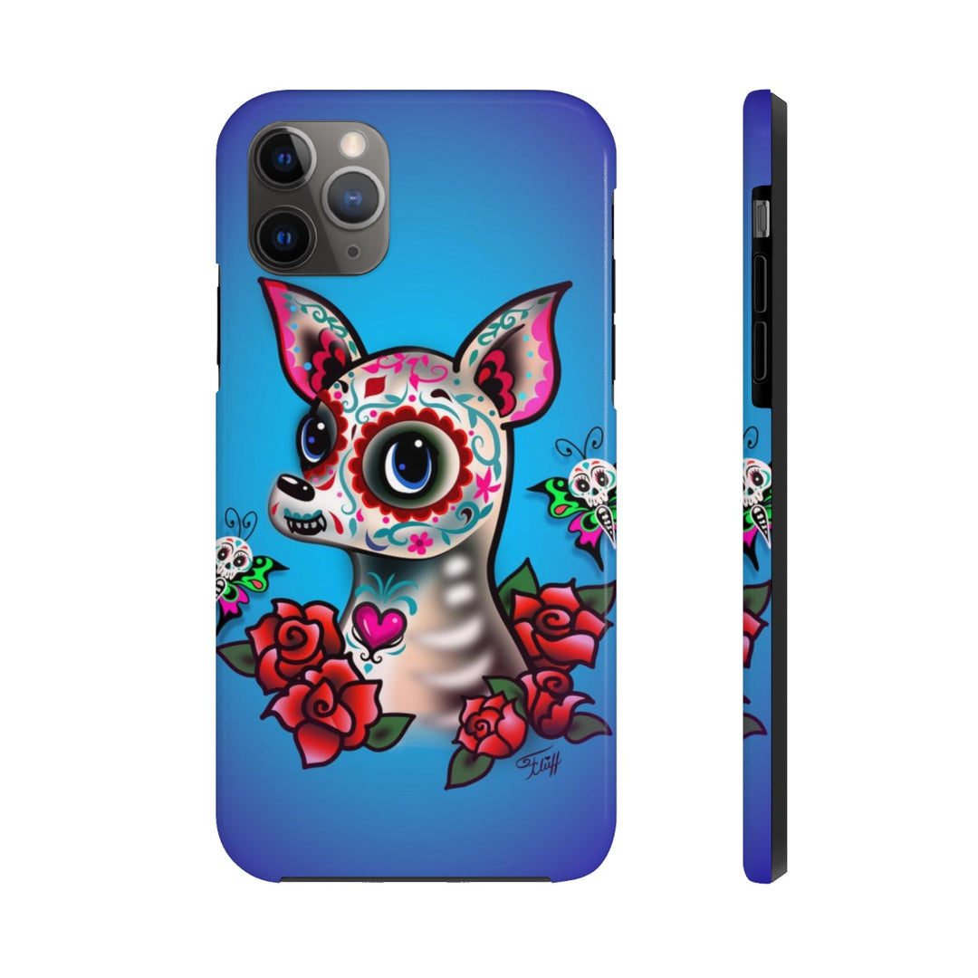 Sugar Skull Chihuahua Blue • Phone Case