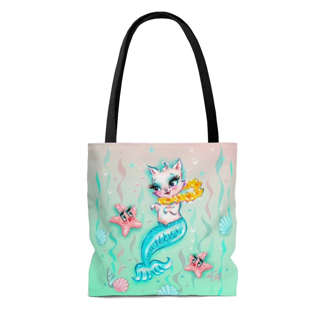 Merkitten with Lei and Starfish • Tote Bag