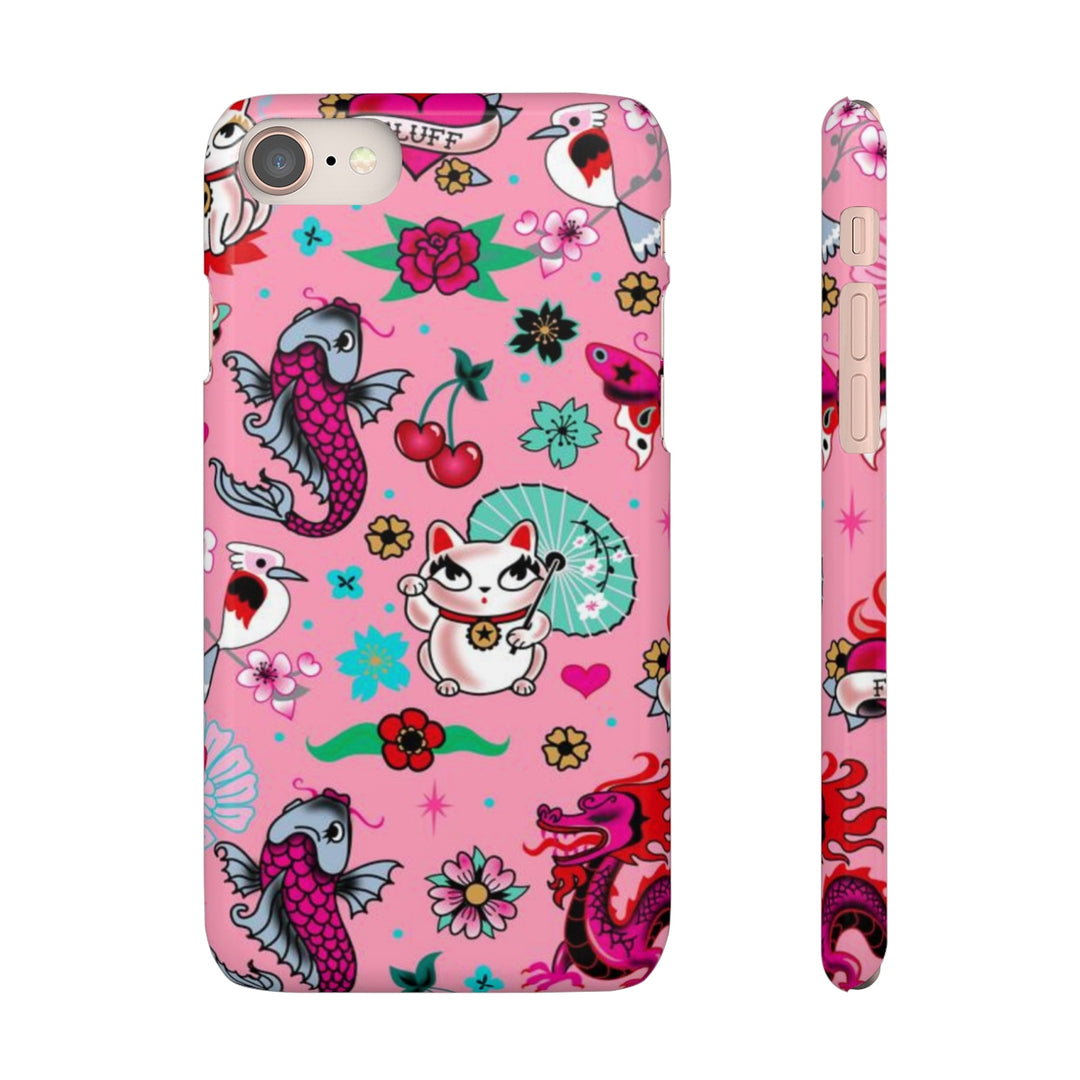 Lucky Kitty on Pink • Phone Case Samsung