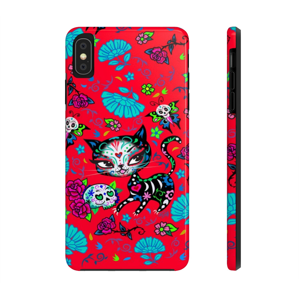 Sugar Skull Kitty on Red • Phone Case