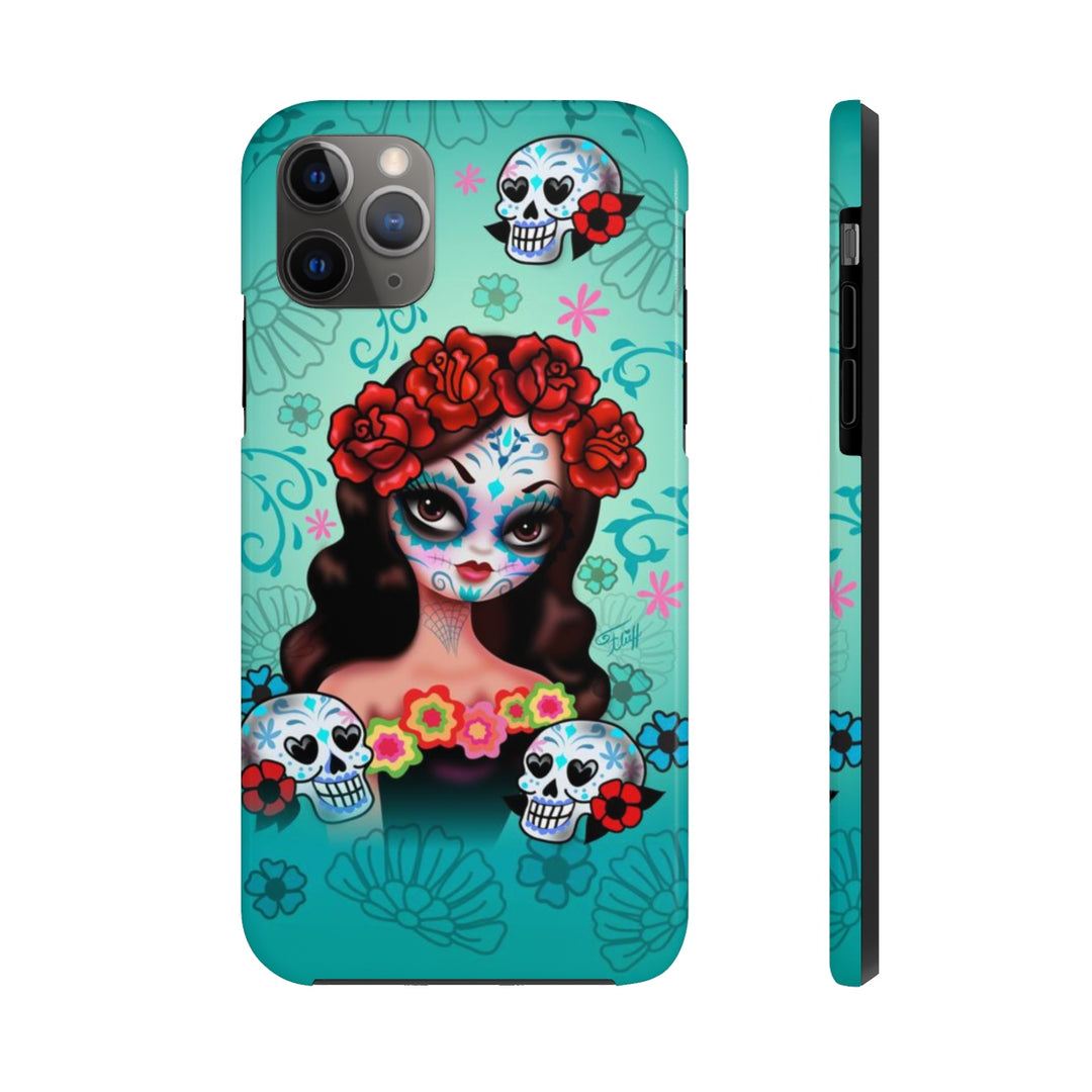 Sugar Skull Girl with Roses • Phone Case