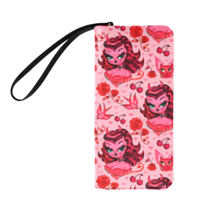 Devil Dolly with Roses and Cherries • Clutch Wallet