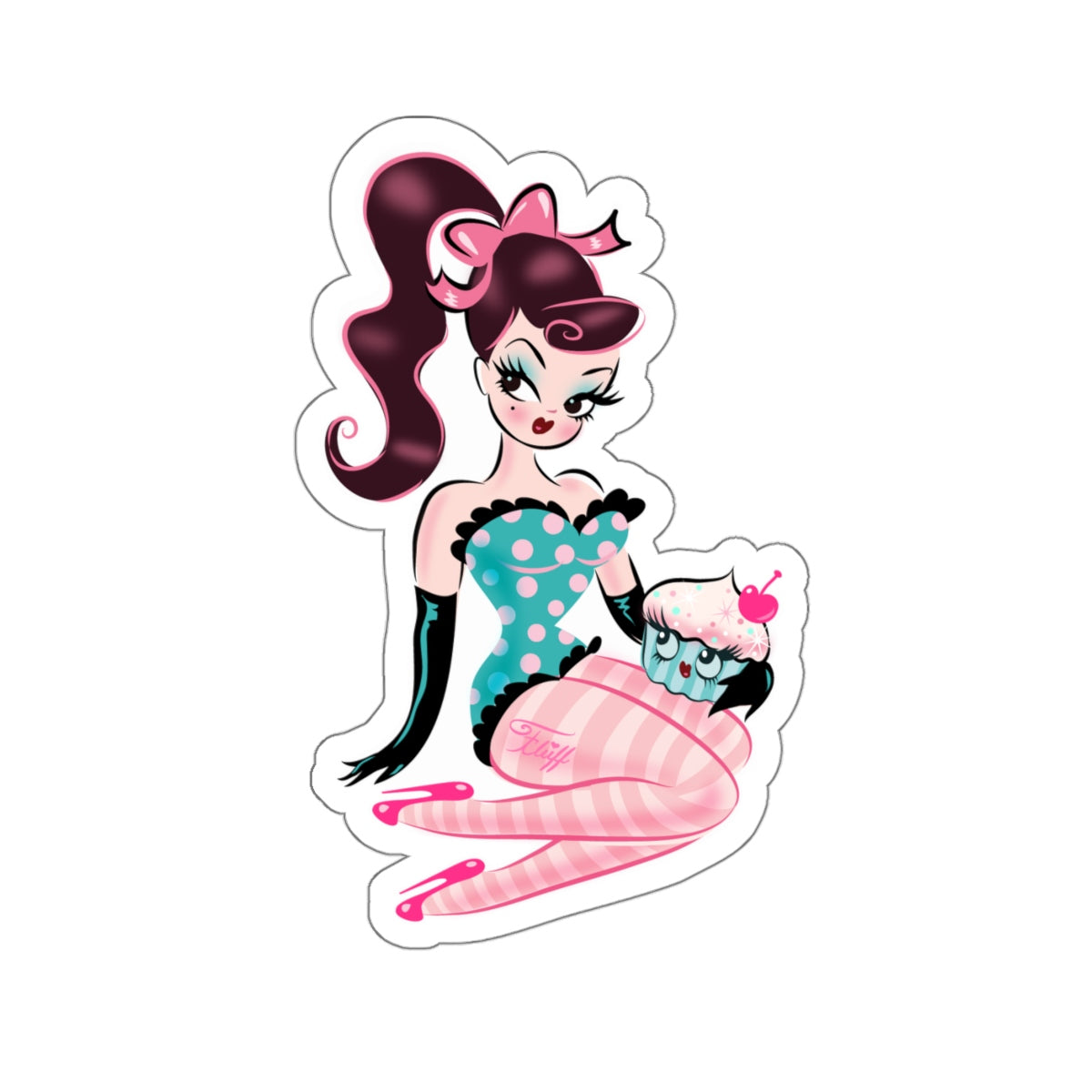 Cupcake Doll with Chocolate Hair • Kiss-Cut Sticker