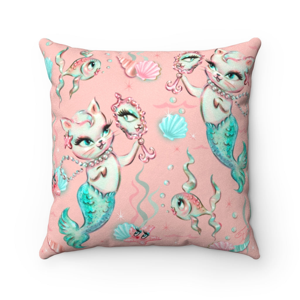Merkittens with Pearls  • Faux Suede Pillow