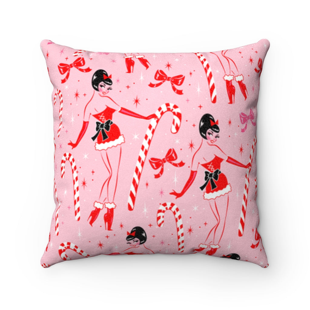 Candy Cane Girl • Faux Suede Pillow