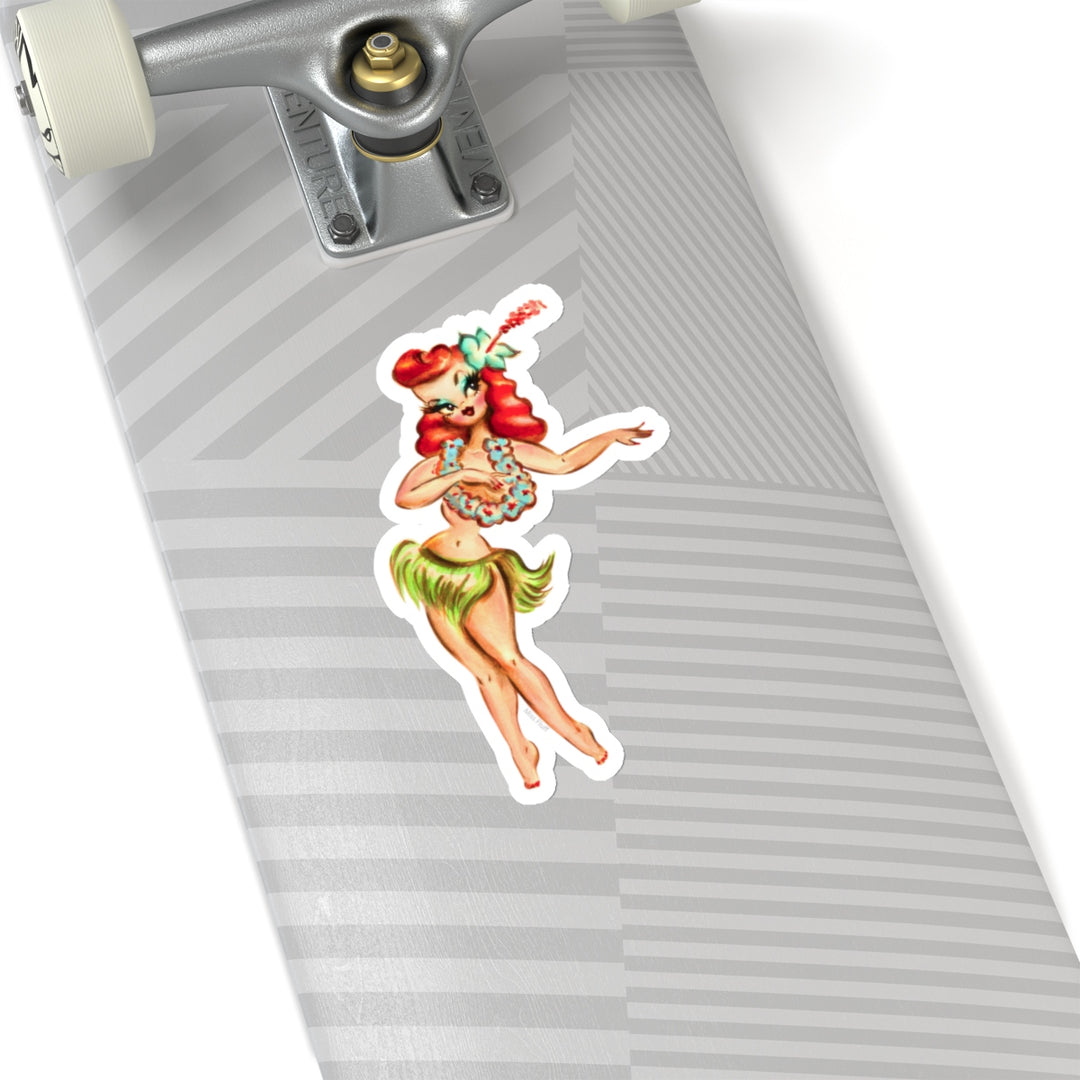 Redhead Hula Girl • Kiss-Cut Sticker