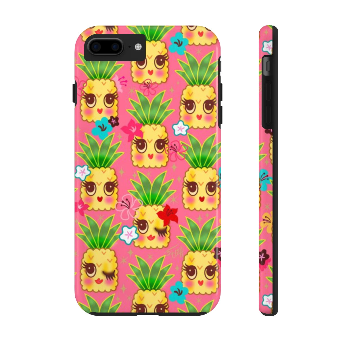 Happy Kawaii Cute Pineapples on Pink • Phone Case