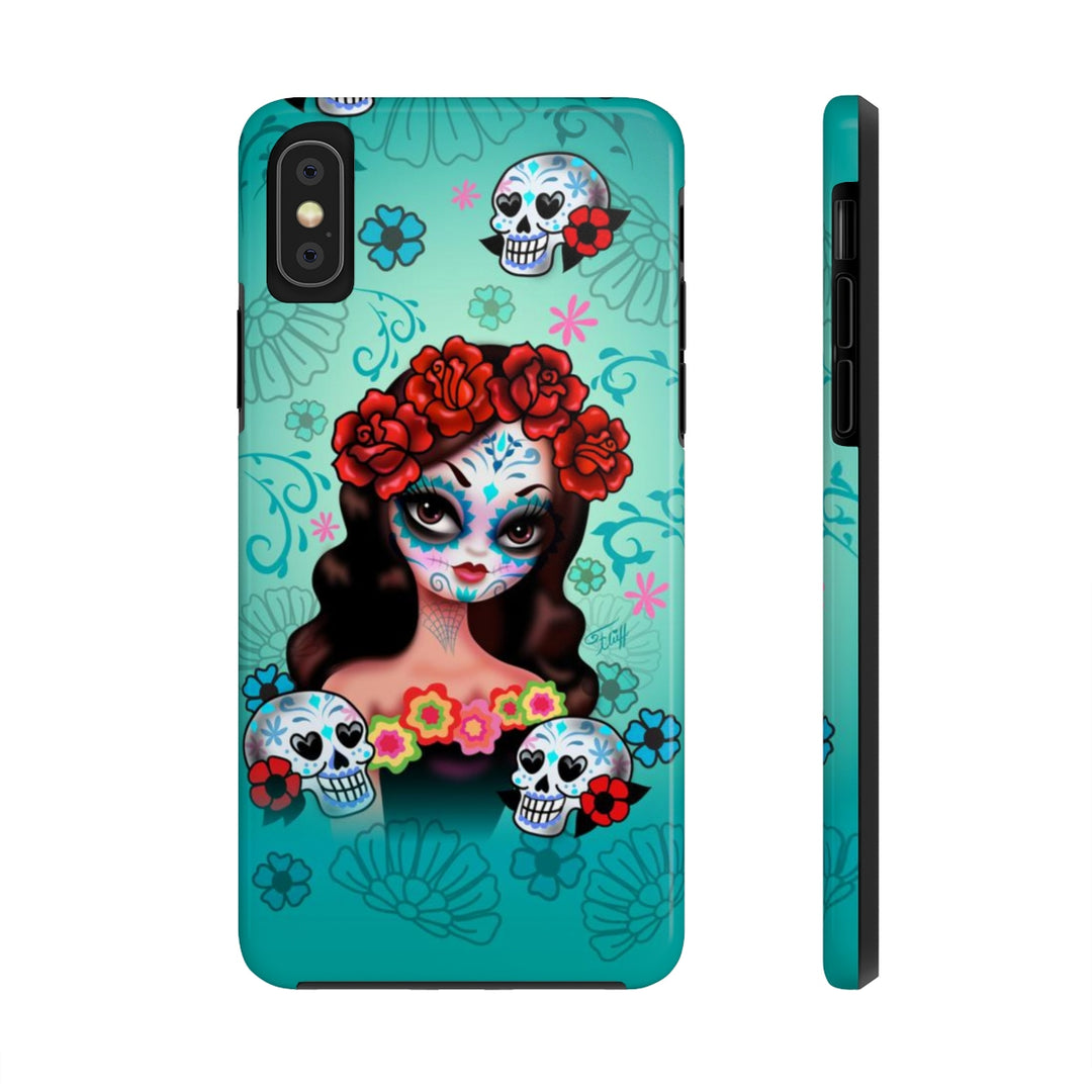 Sugar Skull Girl with Roses • Phone Case