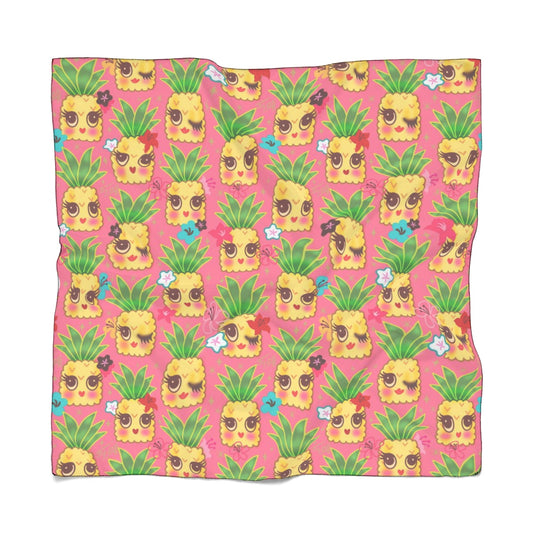 Happy Kawaii Cute Pineapples on Pink • Scarf