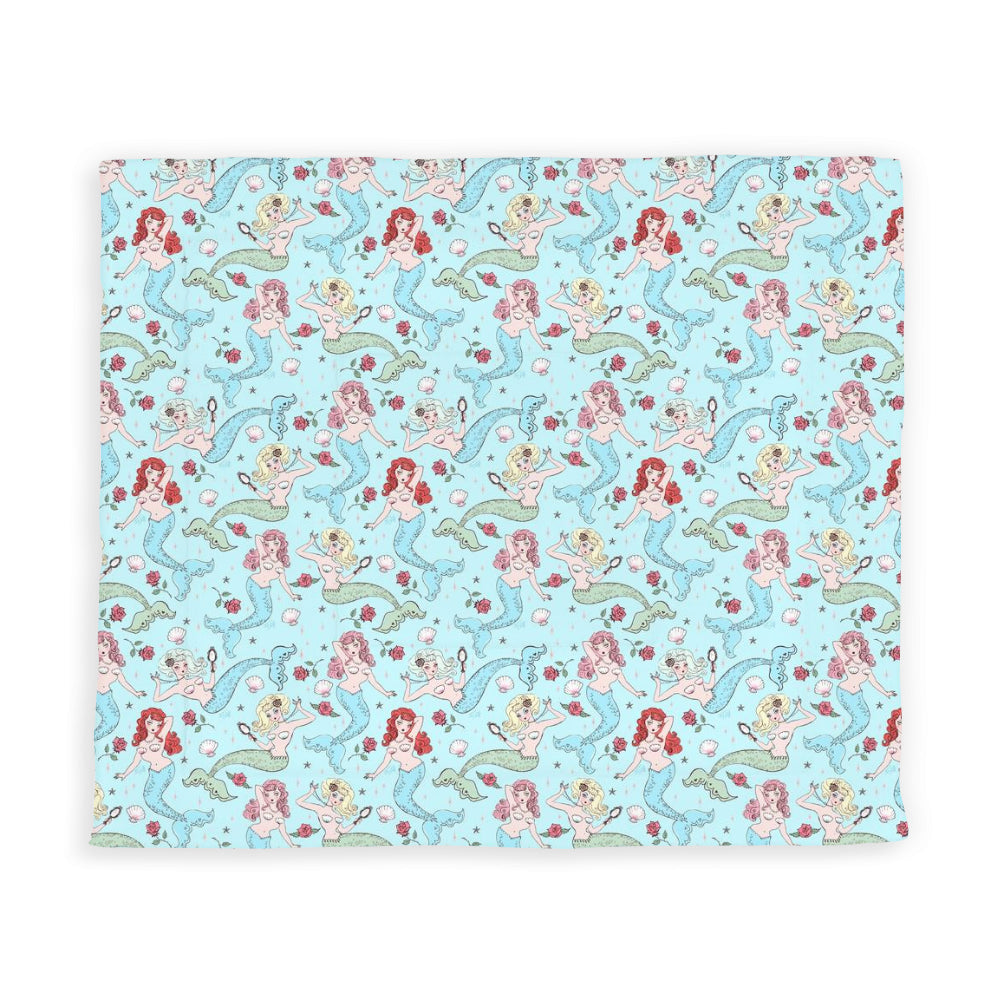 Mermaids and Roses on Aqua • Comforter