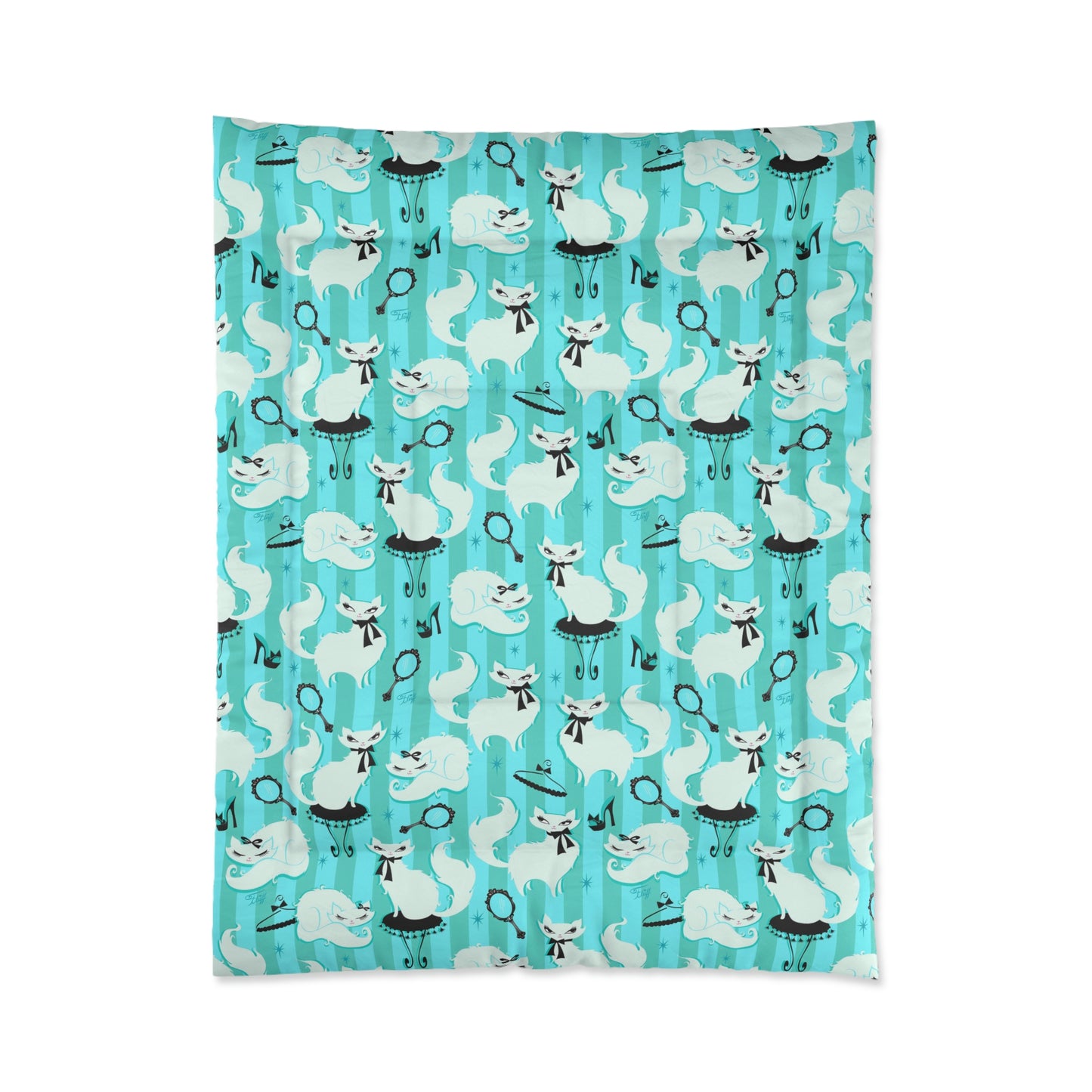 Boudoir Kitties Mint • Comforter