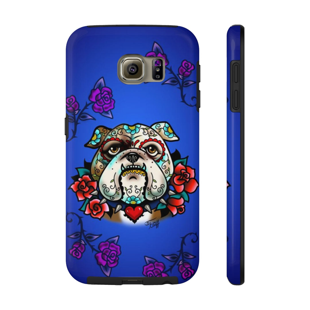 Sugar Skull Bulldog With Roses • Phone Case