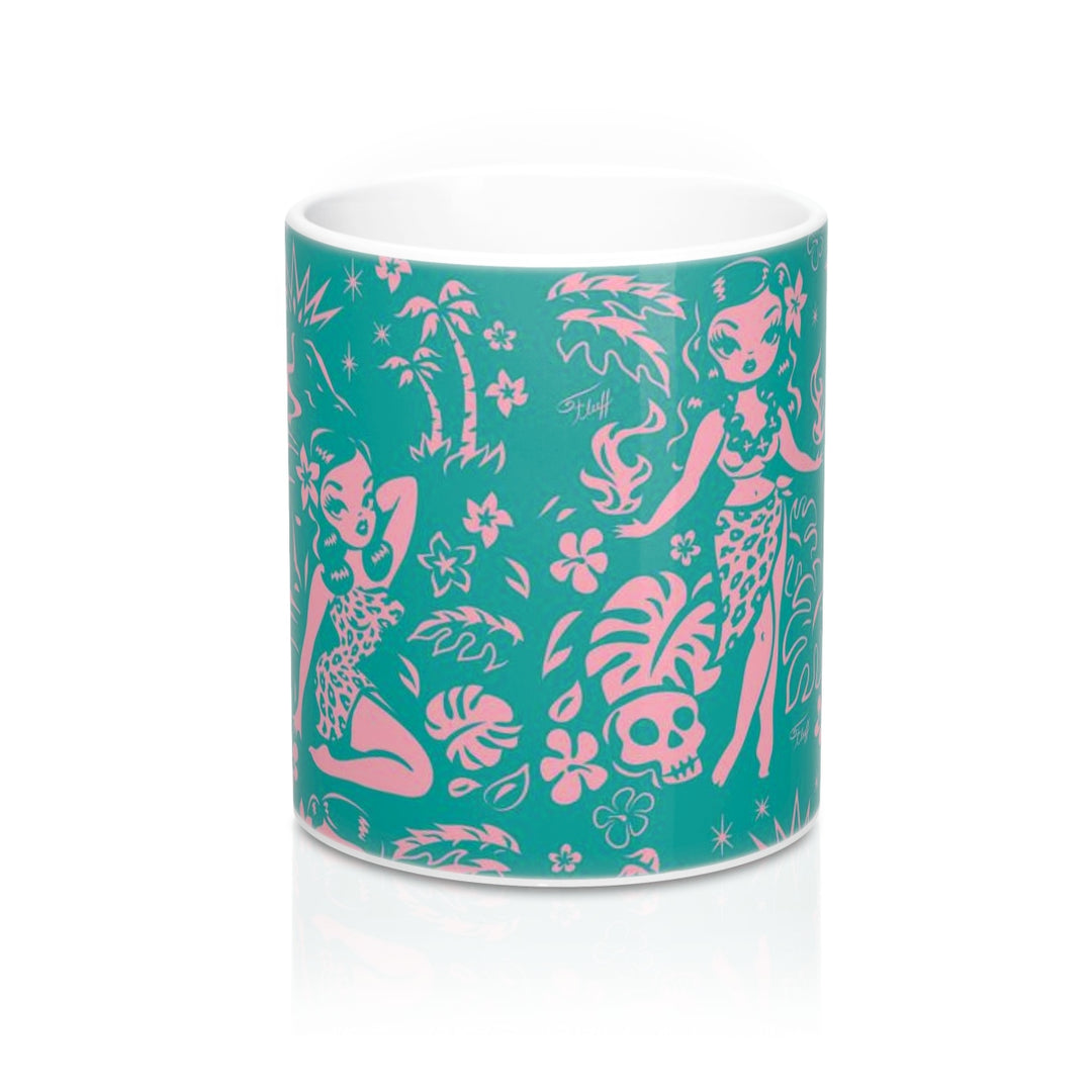 Tiki Temptress - Aqua and Pink • Mug 11oz