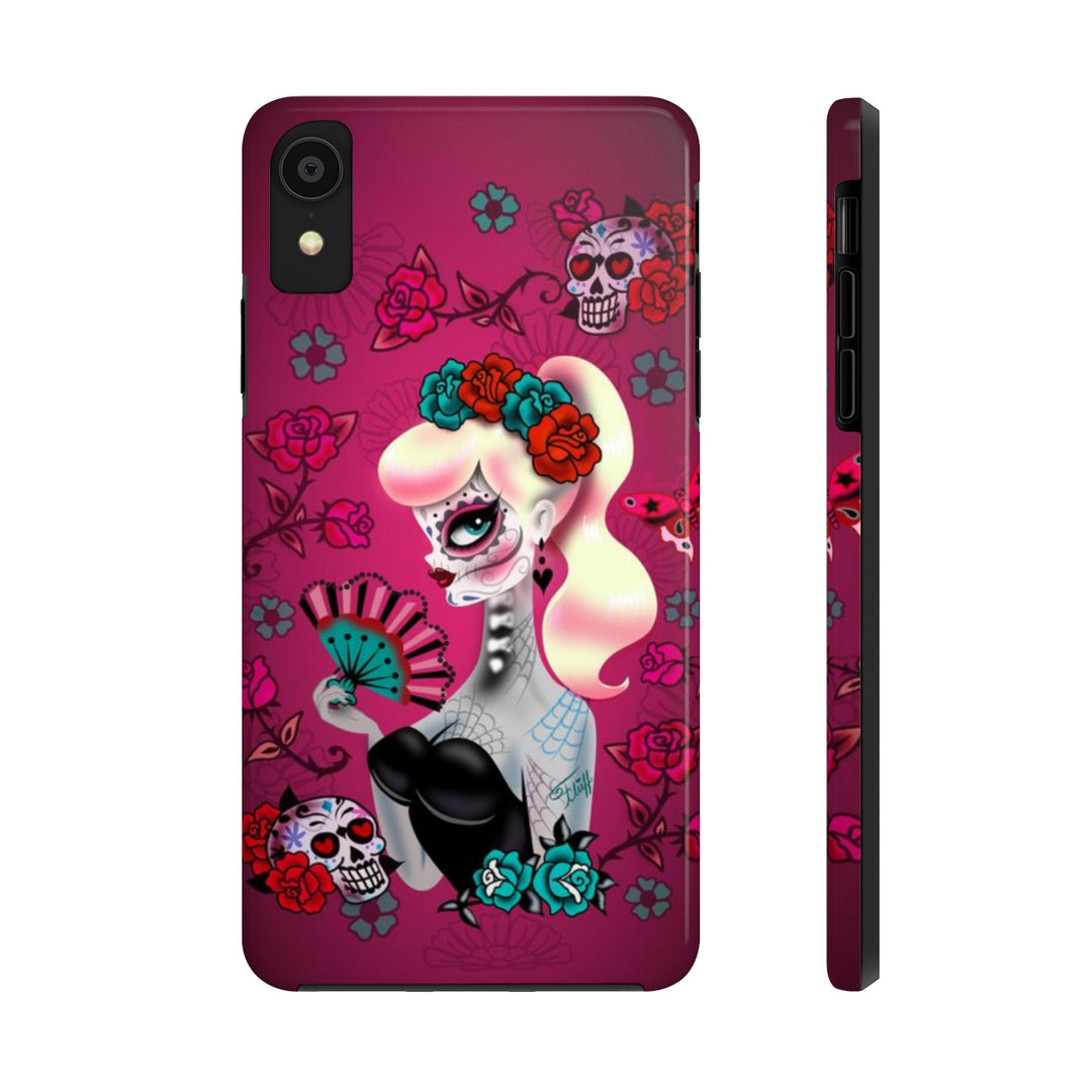 Blonde Sugar Skull Pinup Girl • Phone Case