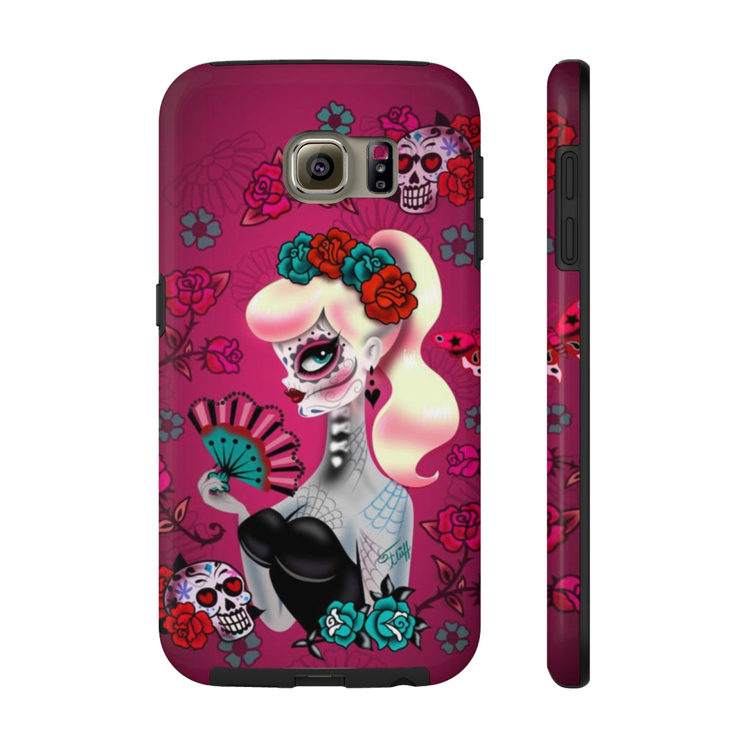 Blonde Sugar Skull Pinup Girl • Phone Case