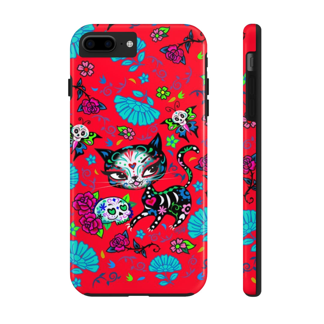 Sugar Skull Kitty on Red • Phone Case