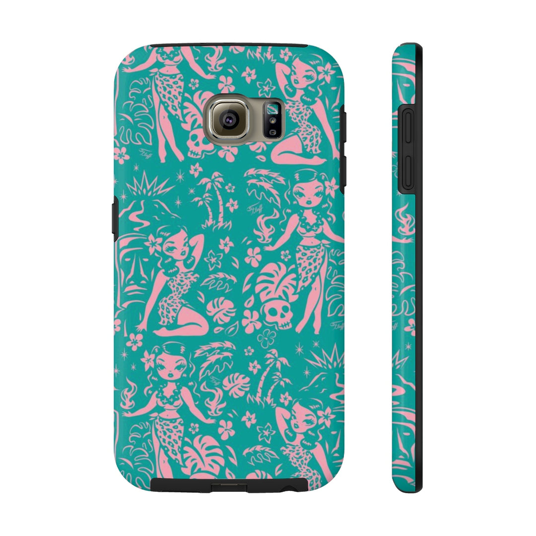 Tiki Temptress - Aqua and Pink • Phone Case