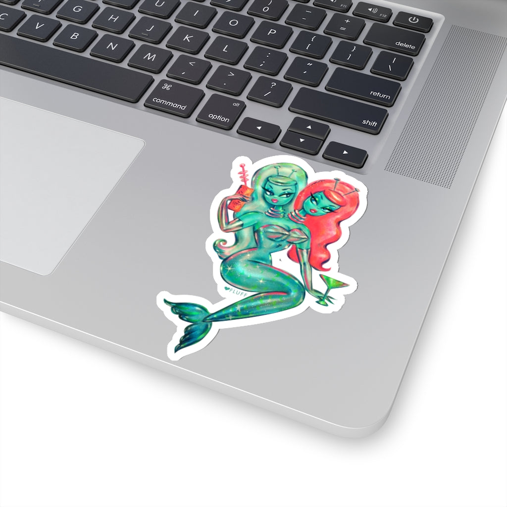 Two Headed Alien Mermaid • Kiss-Cut Sticker