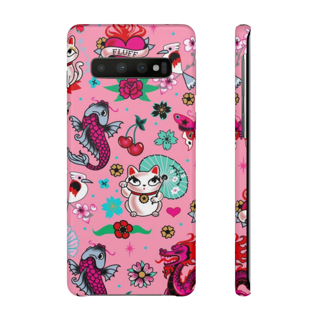 Lucky Kitty on Pink • Phone Case Samsung