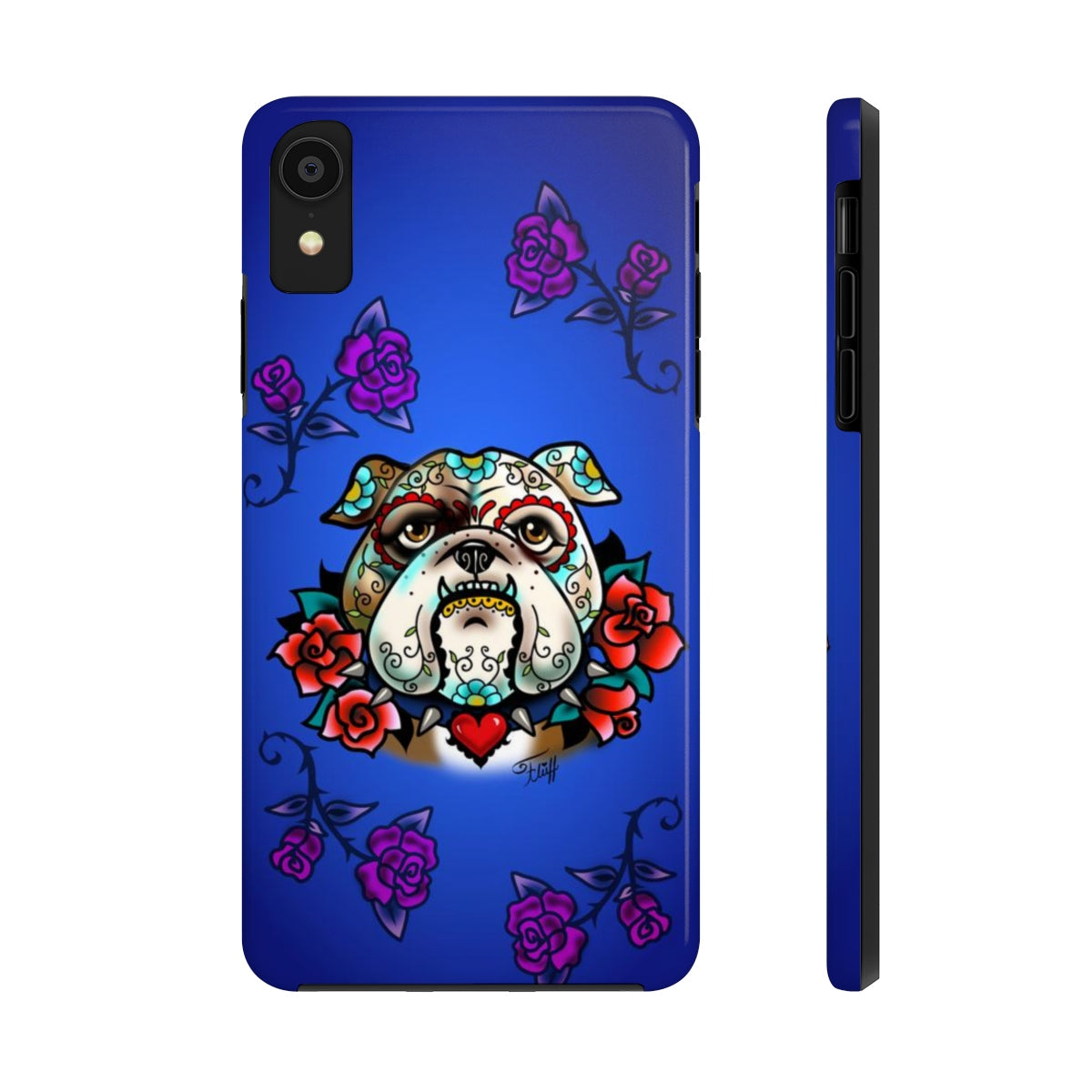 Sugar Skull Bulldog With Roses • Phone Case