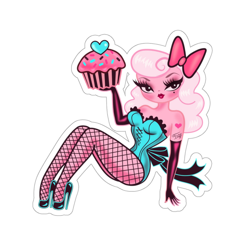 Blonde Cupcake Girl • Kiss-Cut Sticker