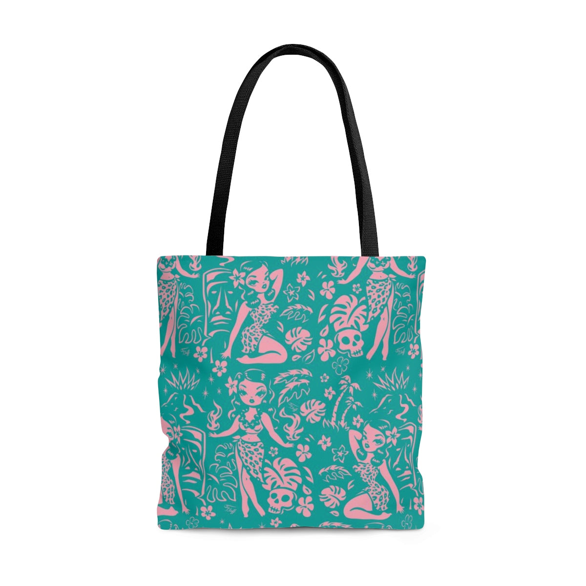 Tiki Temptress - Aqua and Pink • Tote Bag