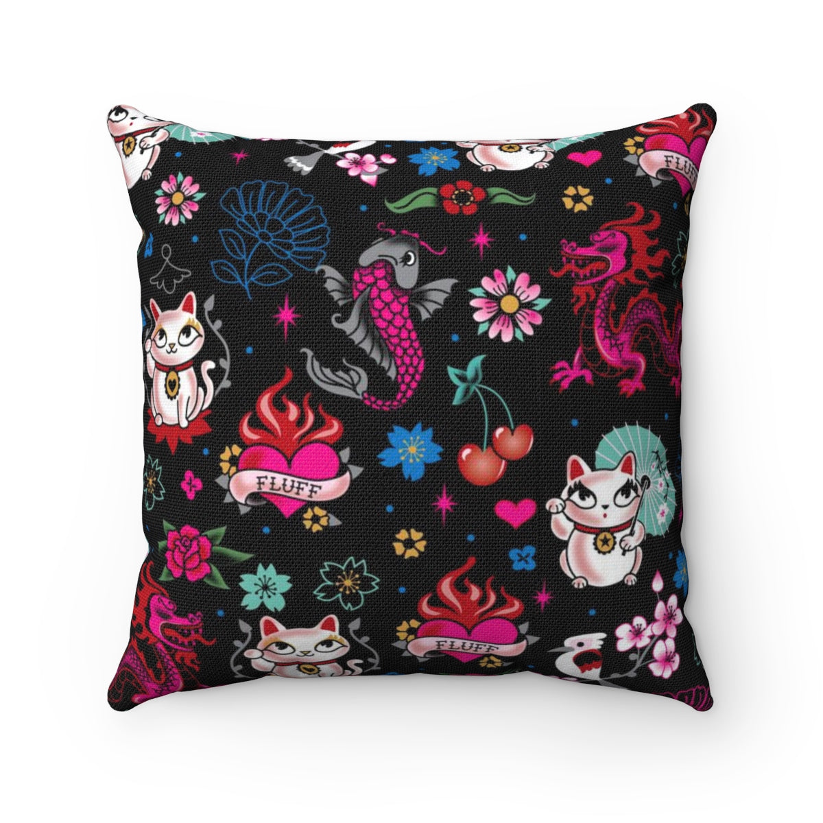 Lucky Kitty • Square Pillow