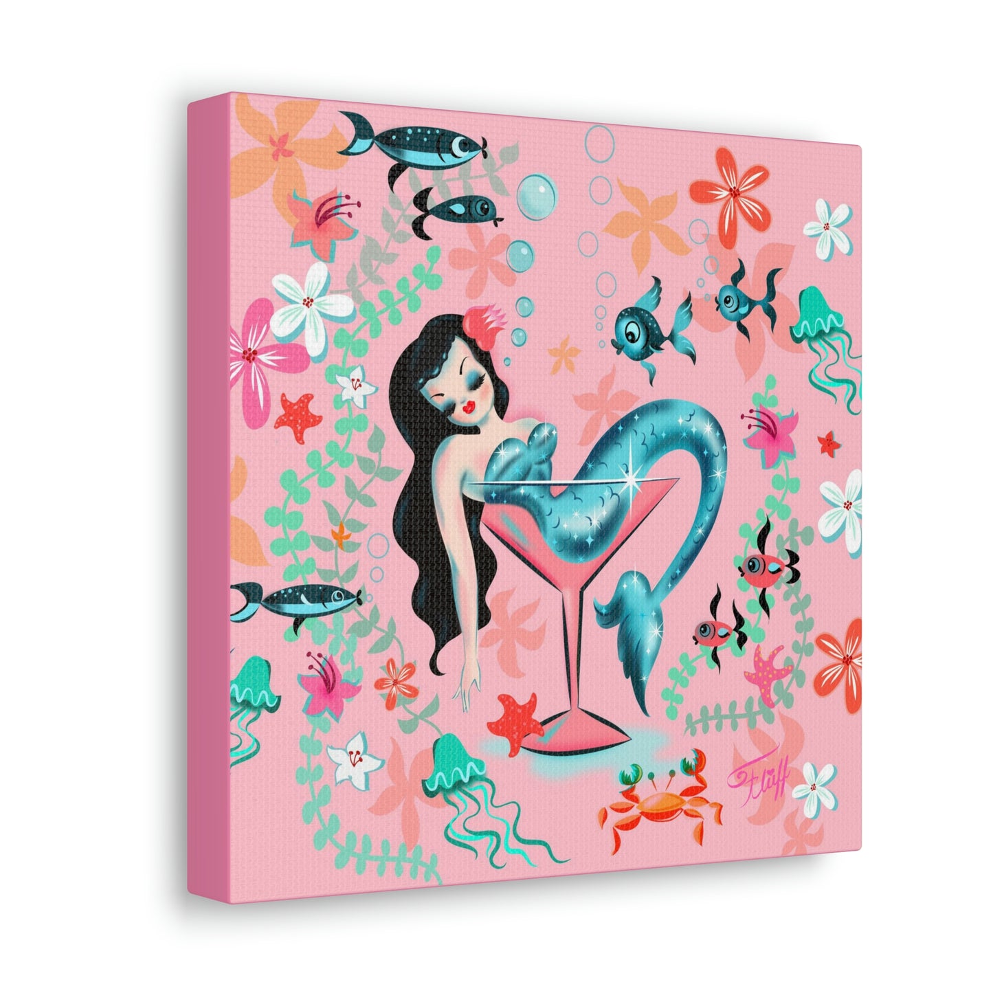 Tipsy Mermaid Peachy Pink • Canvas Gallery Wrap