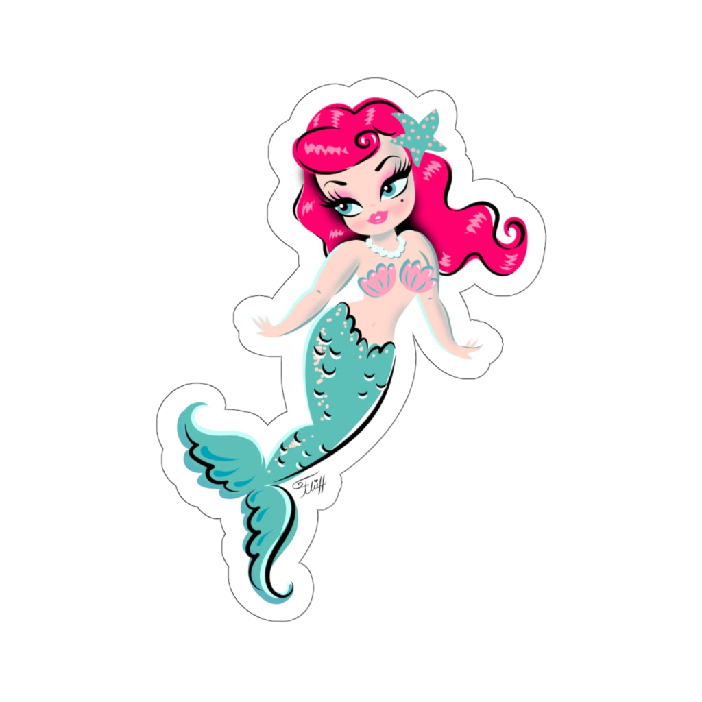 Baby Doll Mermaid with Cherry Red Hair • Kiss-Cut Sticker