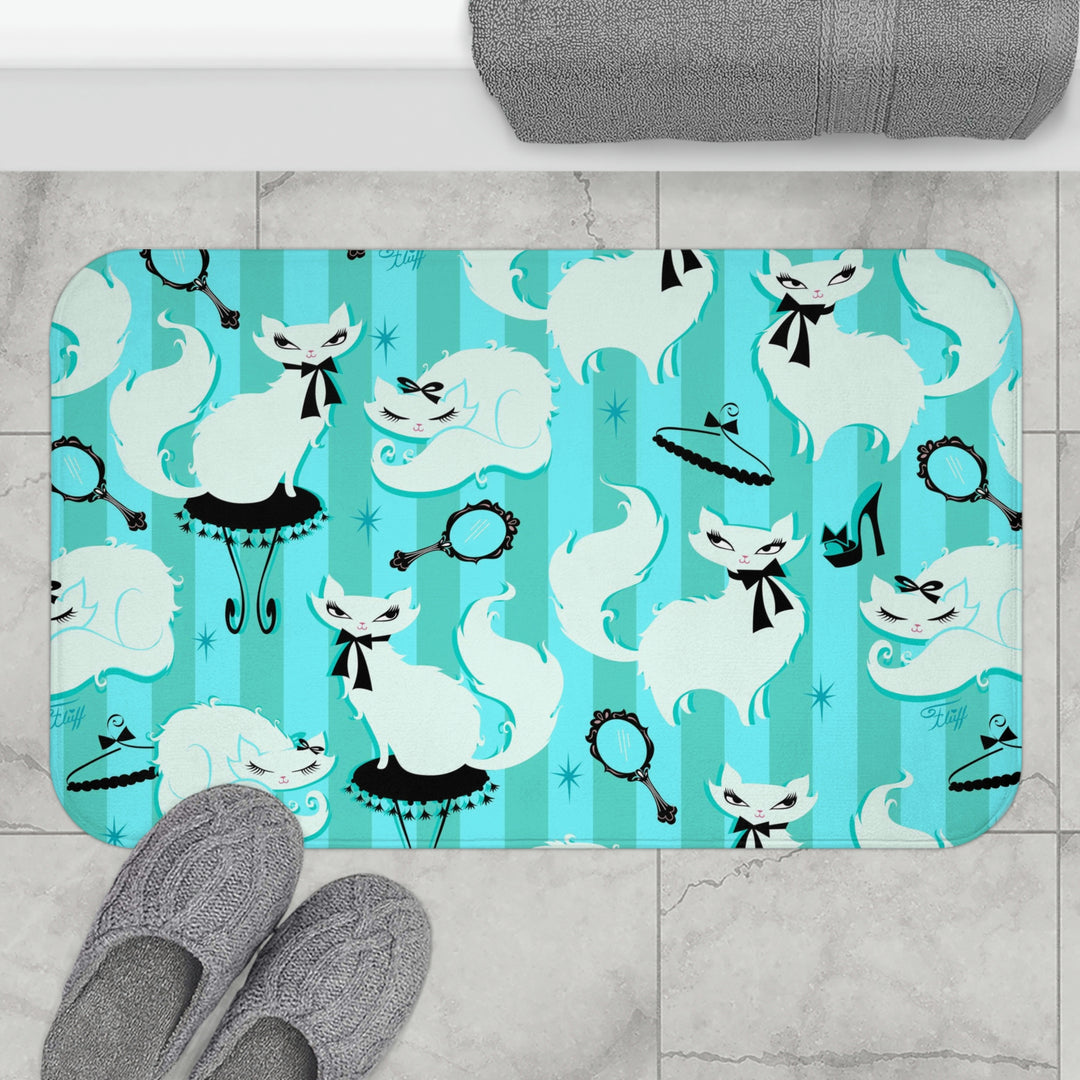 Boudoir Kitties Mint • Bath Mat